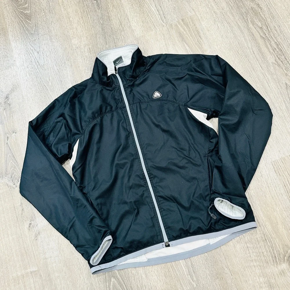 Nike ACG Sphere Dry Kids Medium Jacket Black White Full Zip Windbreaker M 8-10